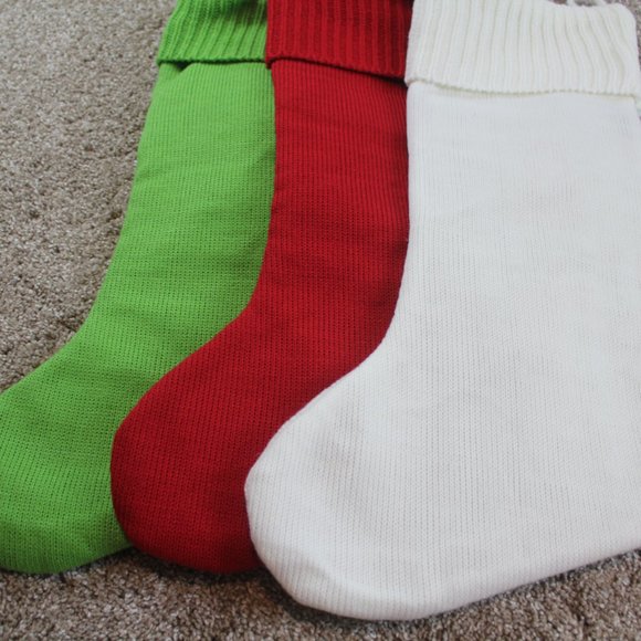 Hobby Lobby Whimsical Knit Christmas Stocking Red Green White Buttons Lot 3 NWT - Picture 6 of 10